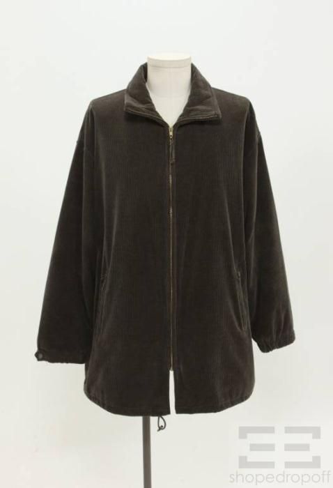 Giorgio Armani Mens Brown Corduroy Zip Up Jacket Size 46