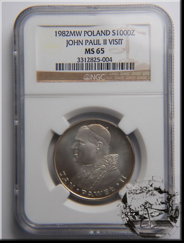 Polonia 1000 Zloty 1982 Giovanni Paolo II NGC MS65 14 5 G AG 625