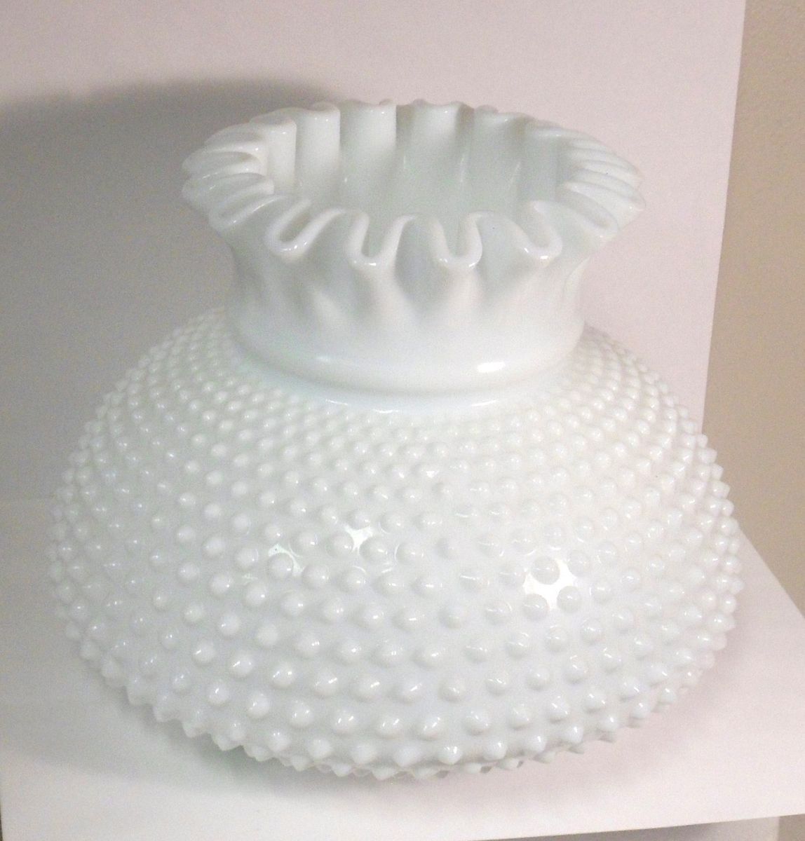 Large Beautiful White Milkglass Hobnail Lamp Shade