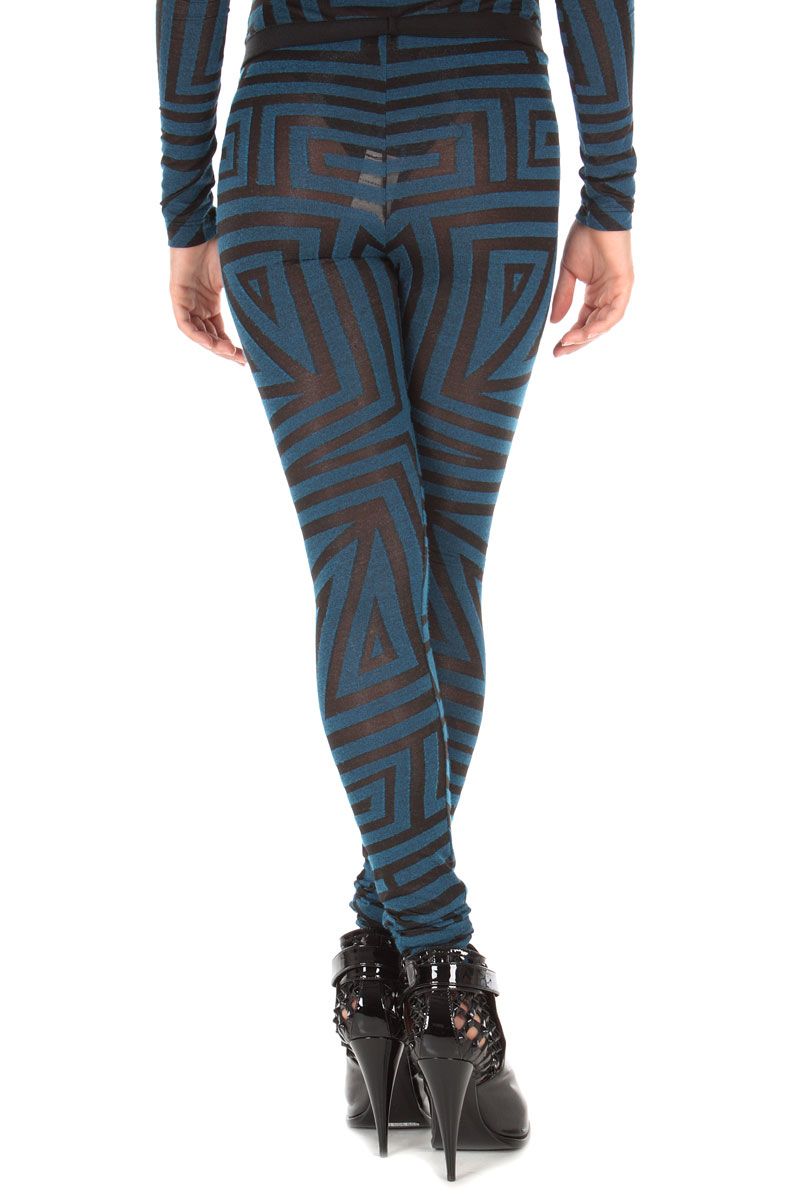 Gareth Pugh New Woman Leggings Pants Col Black Blue PG6300 B Size S