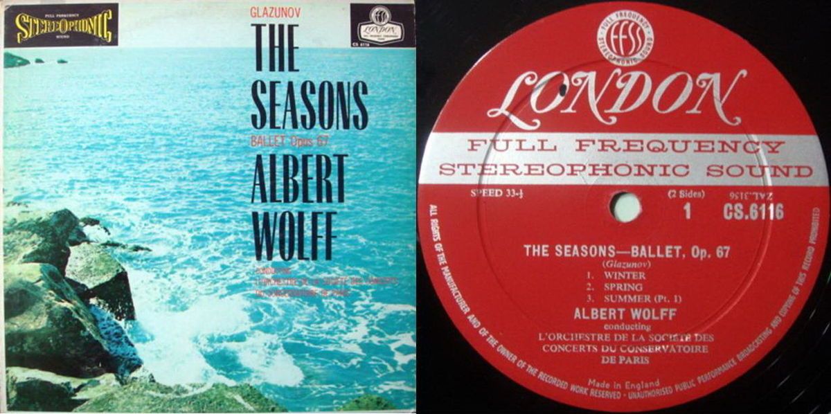  LONDON DECCA FFSS WB BB/ ALBERT WOLFF, Glazunov The Seasons, CS 6116