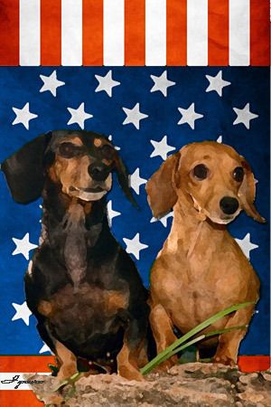 GET READY for Labor Day Patriotic Dachshund Garden Flag Aids Dachshund