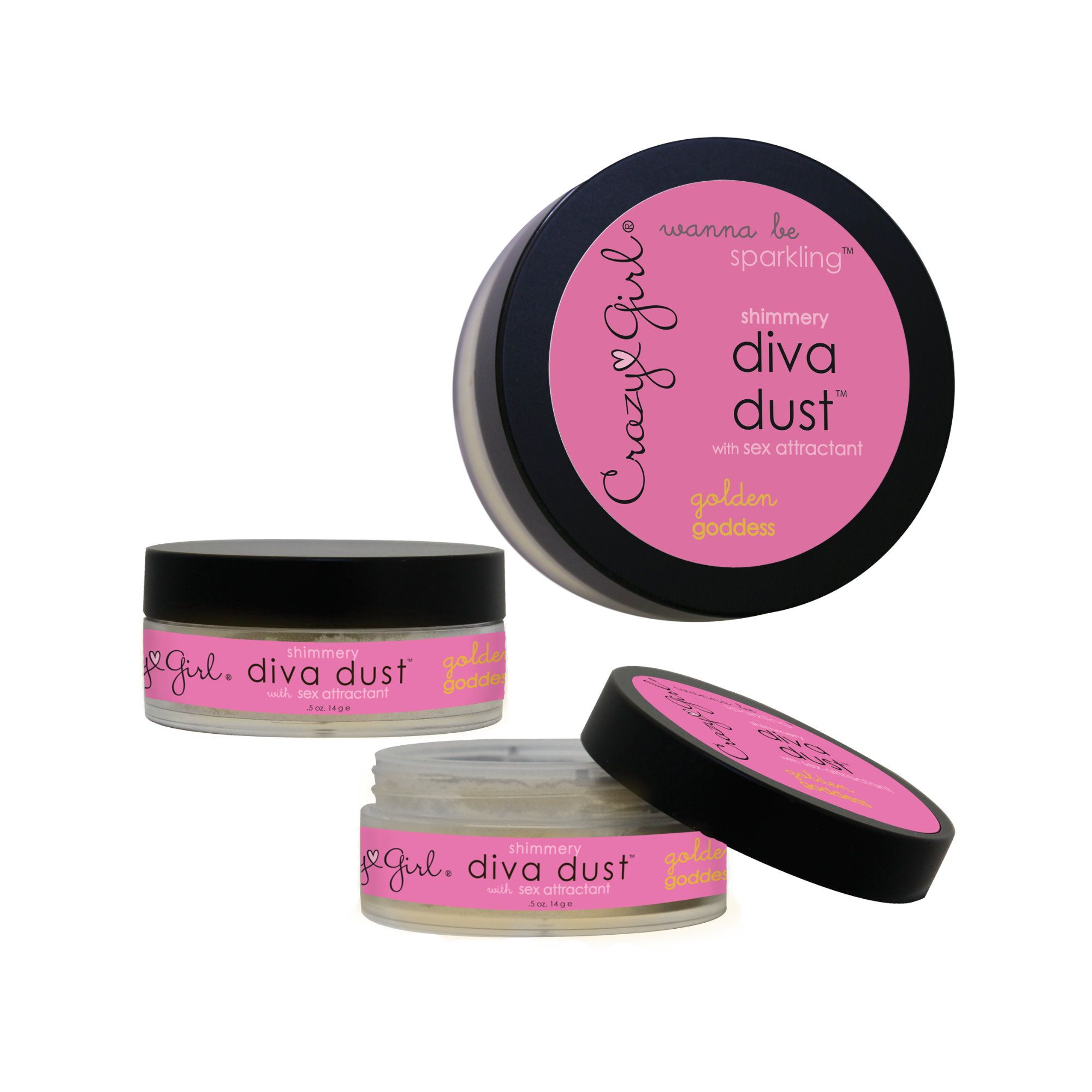 Crazy Girl Diva Dust Shimmery Powder with Pheromones Gold Silver or