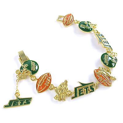 NFL Football New York Jets Gold Charm Bracelet