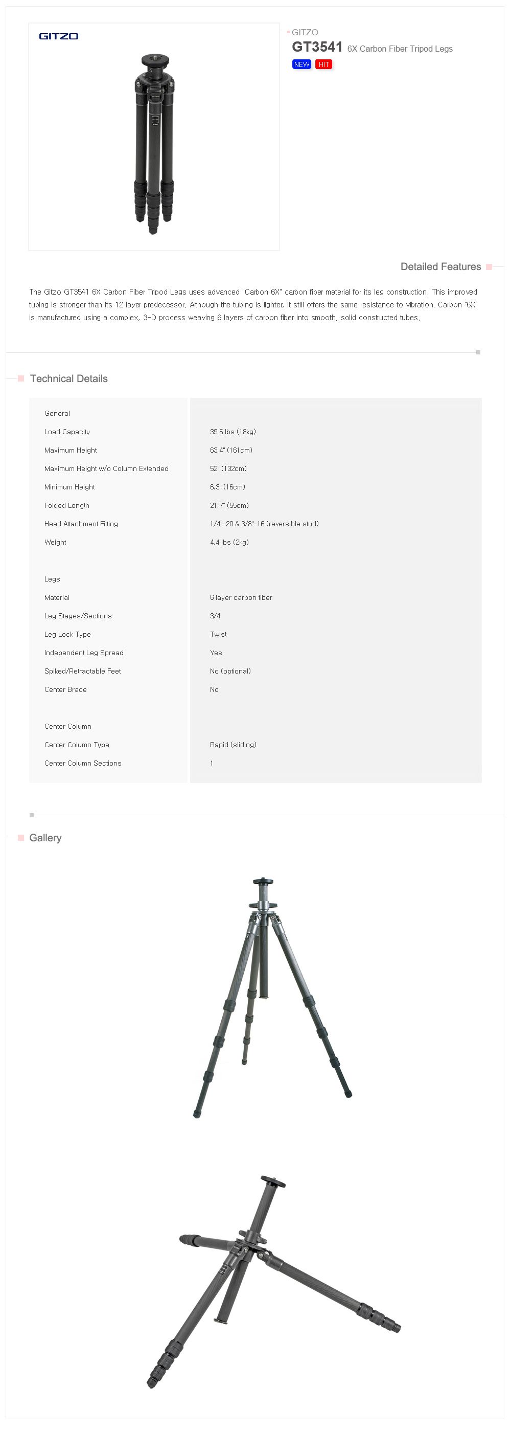 Gitzo GT3541 4 Section 6X Mountaineer Tripod w G Lock