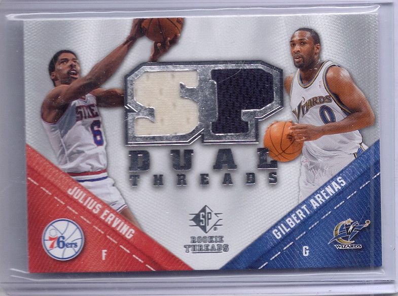 SP Thread Julius Erving Gilbert Arenas Dual Game Worn Jersey Card