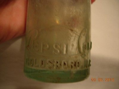  Retro Old Green Glass Bottle Pepsi Cola Soda 6 oz Goldsboro