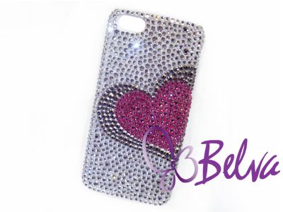  Crystal Jet Hematite Heart For iPhone 5 Case using Swarovski Elements