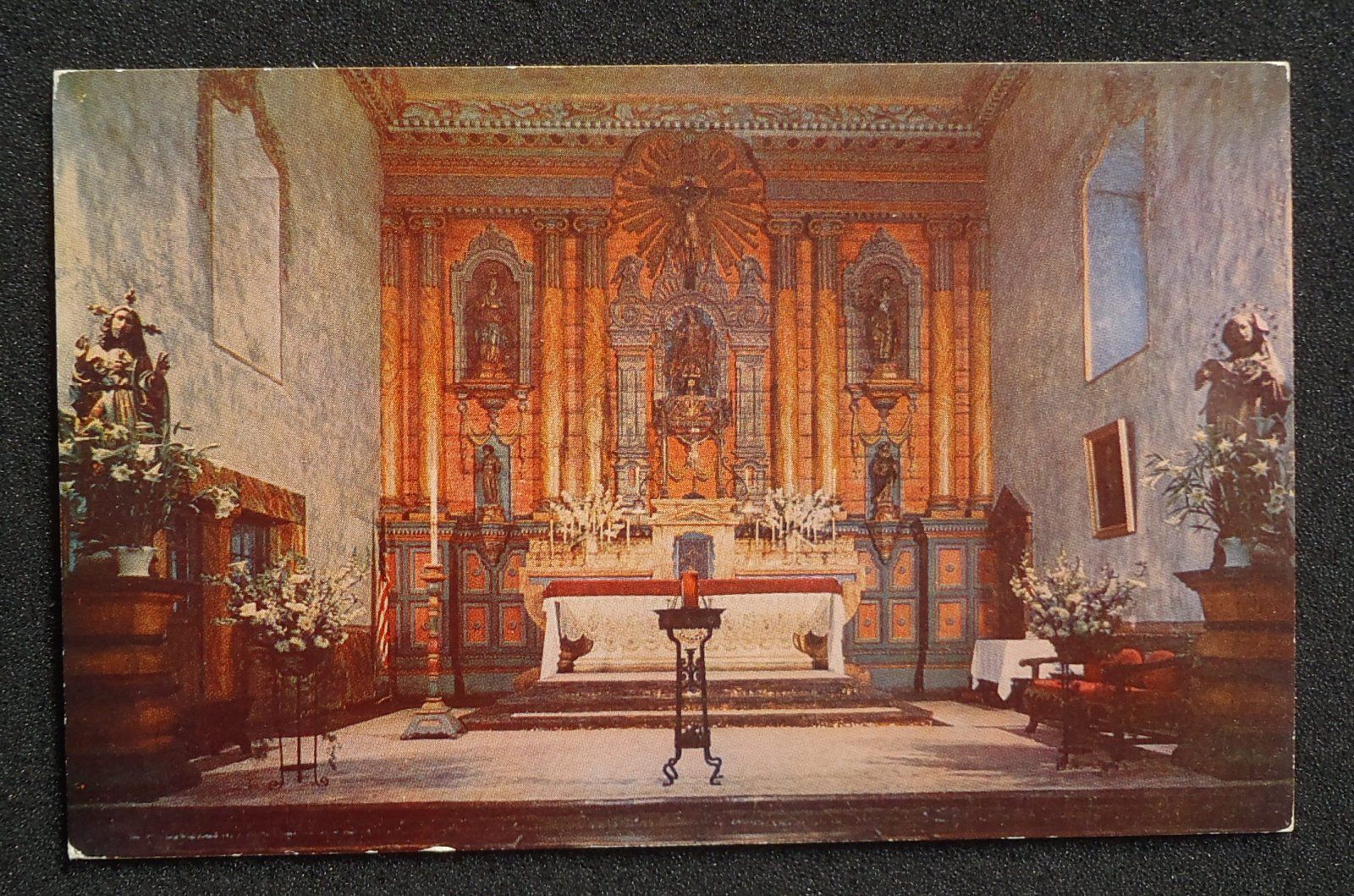 1950s Interior Main Altar Old Mission Santa Barbara CA Postcard
