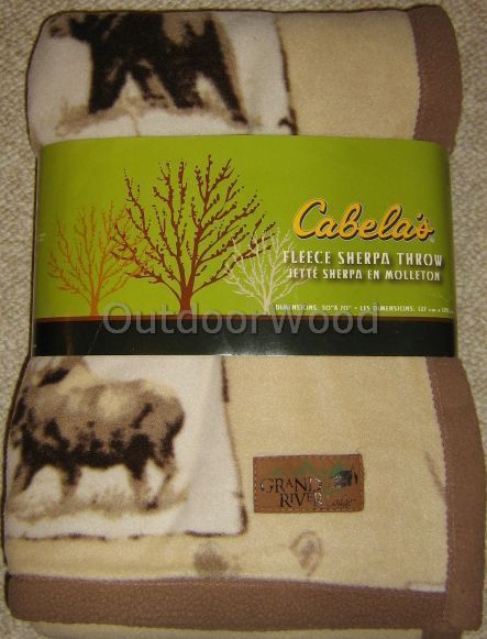 Cabelas Grand River Lodge Big Game Khaki Sherpa Throw