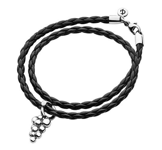  with grape charm moonlight grapes twisted black leather cord gj logo