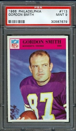 1966 Philadelphia Football 113 Gordon Smith RC Vikings PSA 9