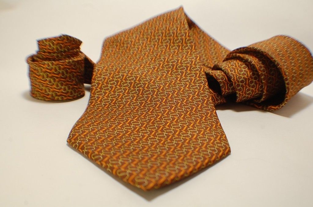 TEO Grimaldi Tie Superb Brown Interlocking Made Italy