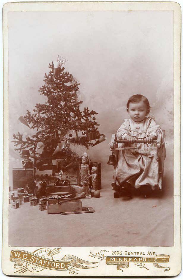 Child Christmas Tree Toys Minneapolis MN Minnesota 1890s Cabinet Card