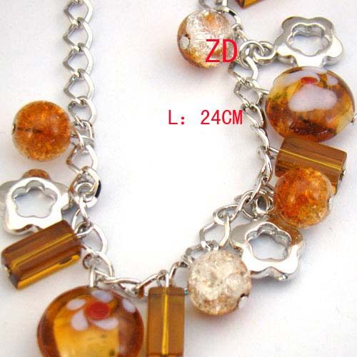 A0226 Wedding Glass Crystal Bead Flower Link Bracelet