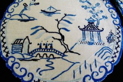 LOVELY VINTAGE HAND MADE/ HANDE EMBROIDERED TABLE MAT SET.