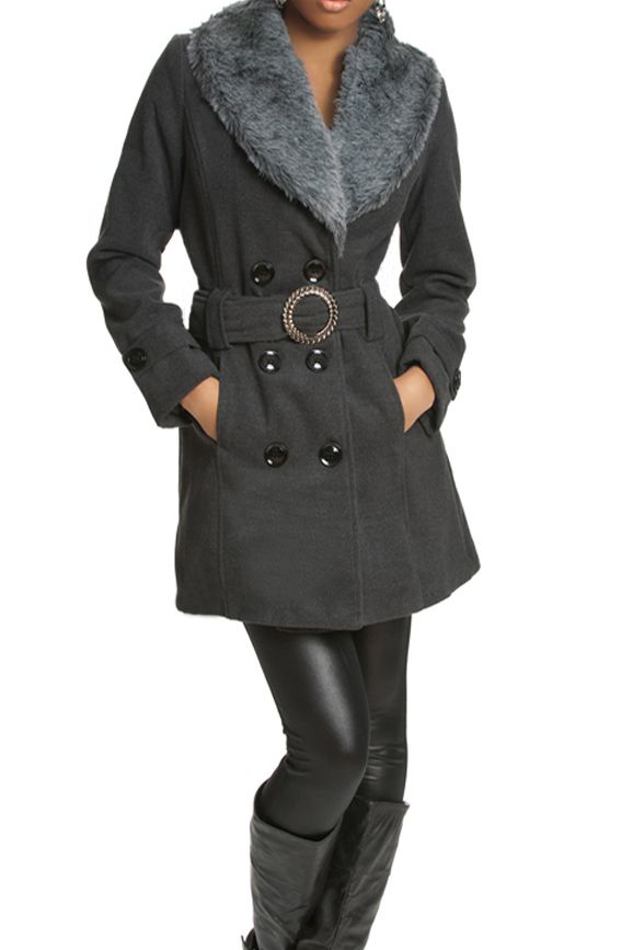 Neu Damen Fell Wollmantel Winter Mantel Fleece Mantel Mit Pelz 34 36