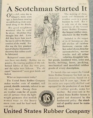1916 UNITED STATES RUBBER COMPANY RAINCOATS AD   Charles Macintosh
