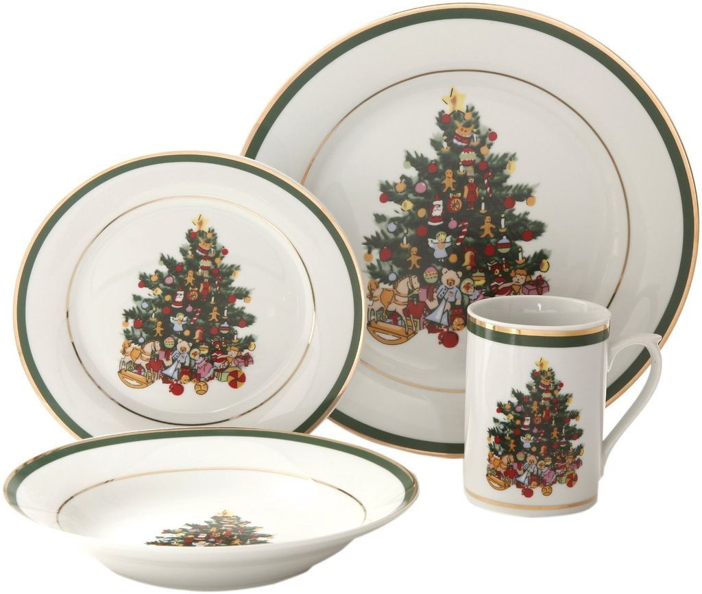 Mikasa Christmas Cheers Dots & Stripes 32 Pc Dinnerware Set w/ Serving