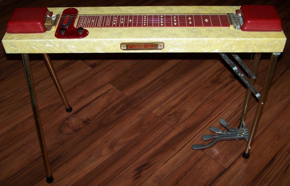 Vintage 1950s 60s Harlin Bros Multi Kord 6 String 4 Pedal Steel Guitar