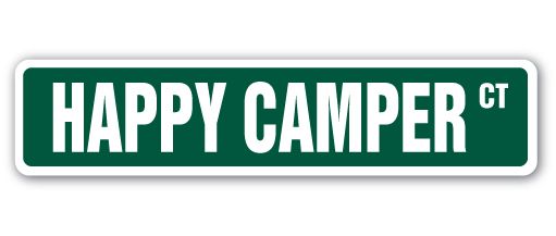 happy camper street sign camp happiness fun time