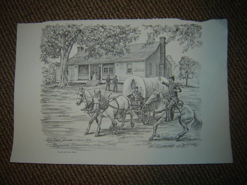 Vintage J Harold Bailey Drawing Print McNair House 1830