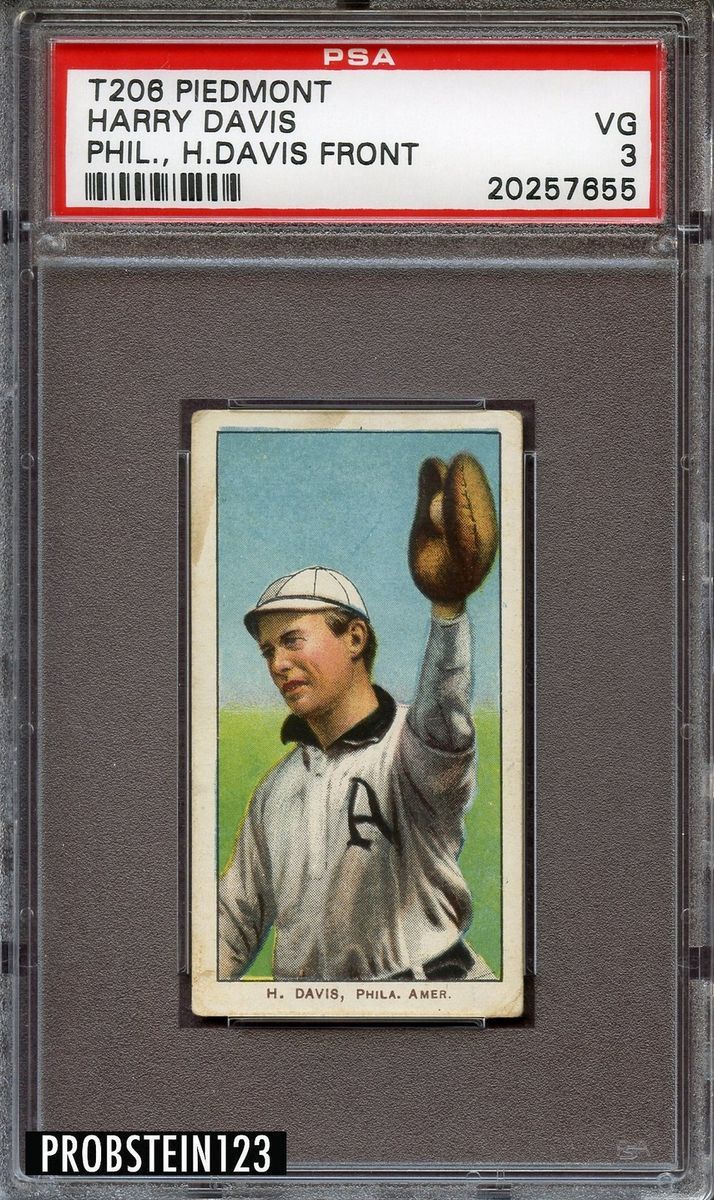 T206 Harry Davis H Davis Front Philadelphia Piedmont 150 PSA 3 VG