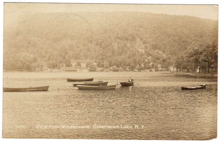 Greenwood Lake NY View from Windermere RPPC Postcard