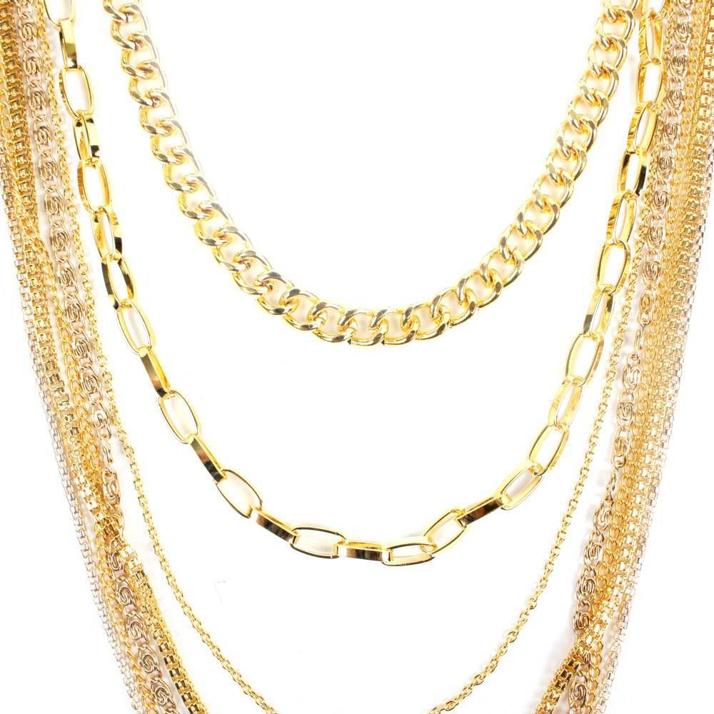 Gold Multi Chain Statement Fashion Designer Necklace