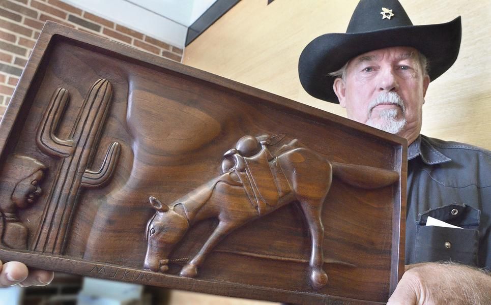 Wood Relief Carving Native Horse Signed on Front Jerry B Sparks 1981