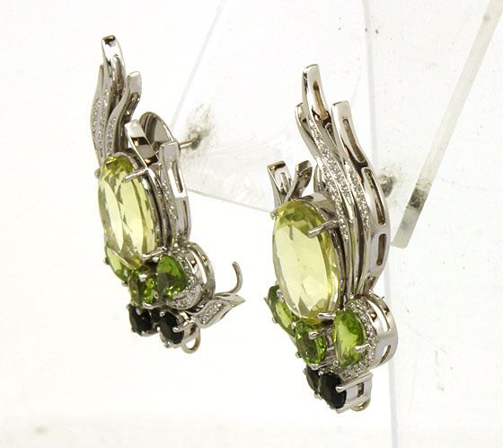 DESIGNER RUTH GRIECO FOR DENOIR 18K GOLD & GEMS LADIES EARRINGS