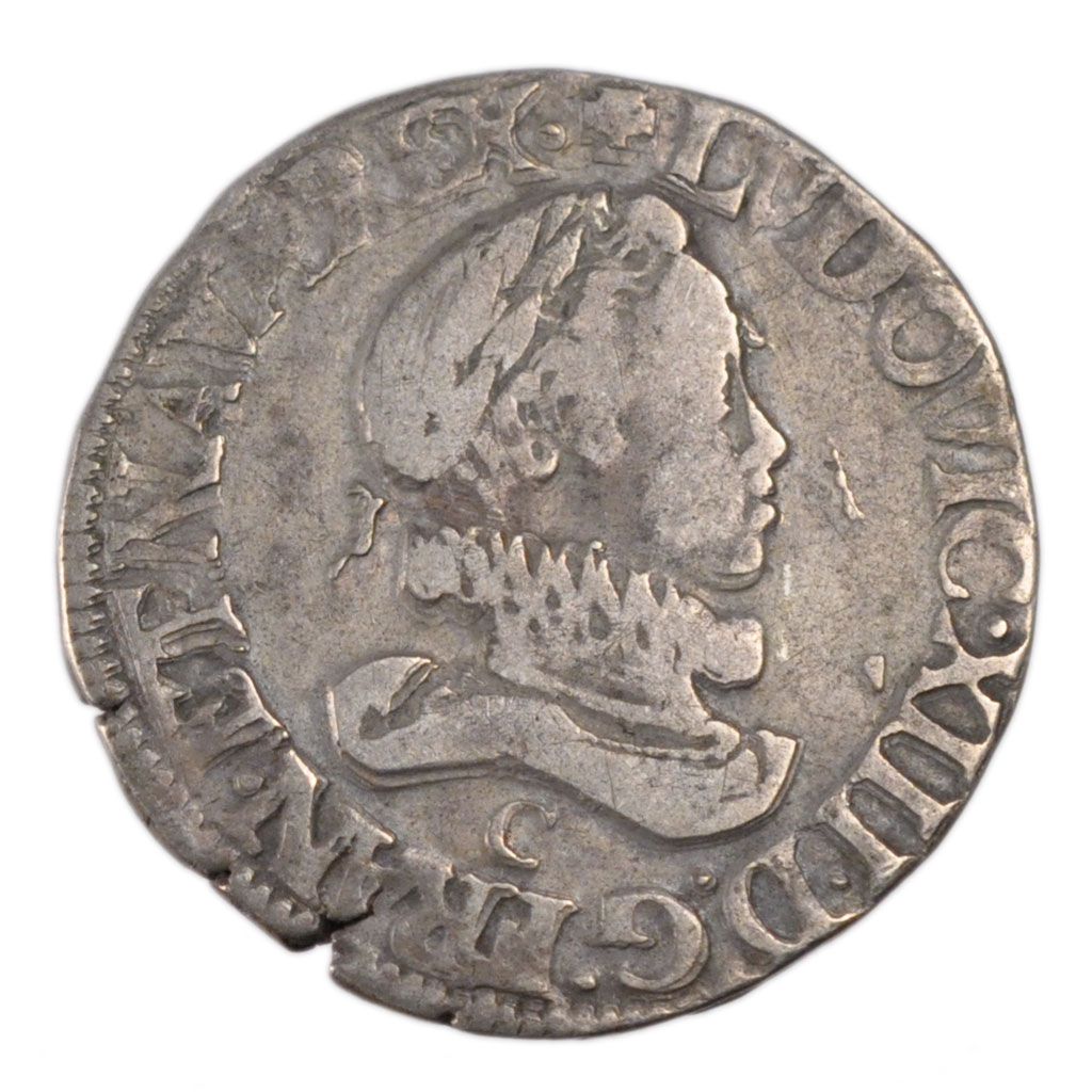  Françaises, Louis XIII, ½ Franc grosse Tête Laurée au col Frais