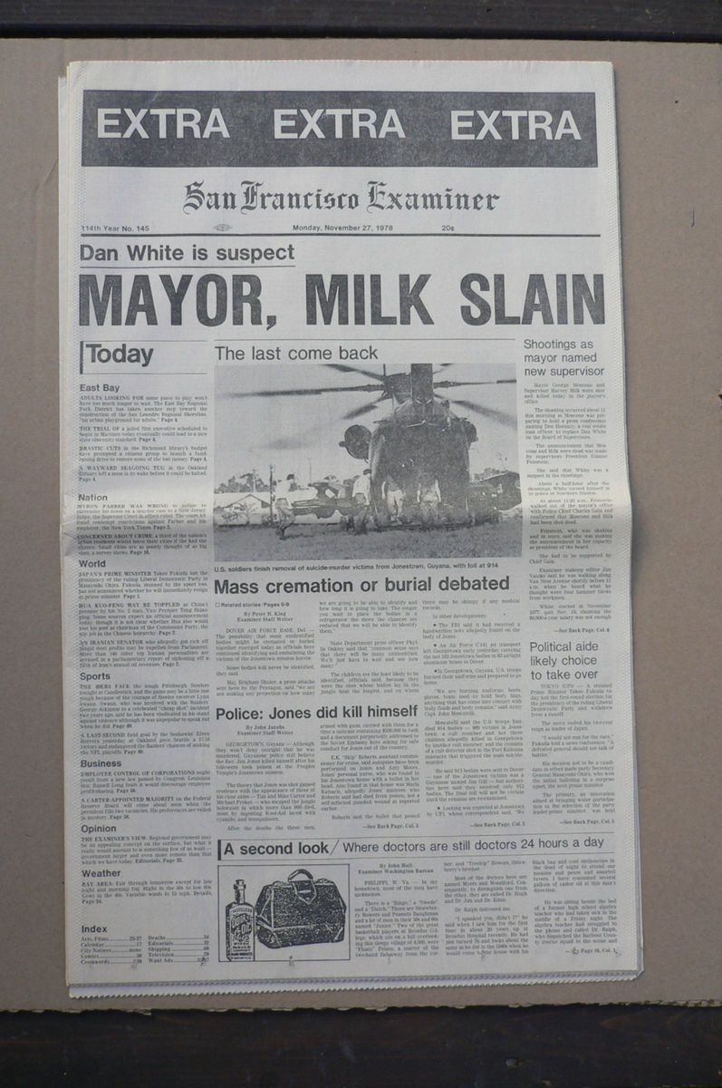 1978 SAN FRANCISCO EXAMINER FULL NEWSPAPER HARVEY MILK SLAIN