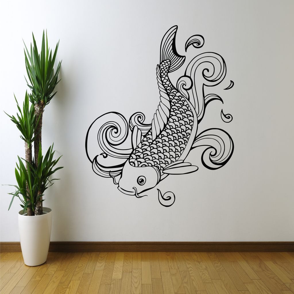 KOI CARP COY FISHING JAPANESE WALL ART WALL STICKER DECAL MURAL