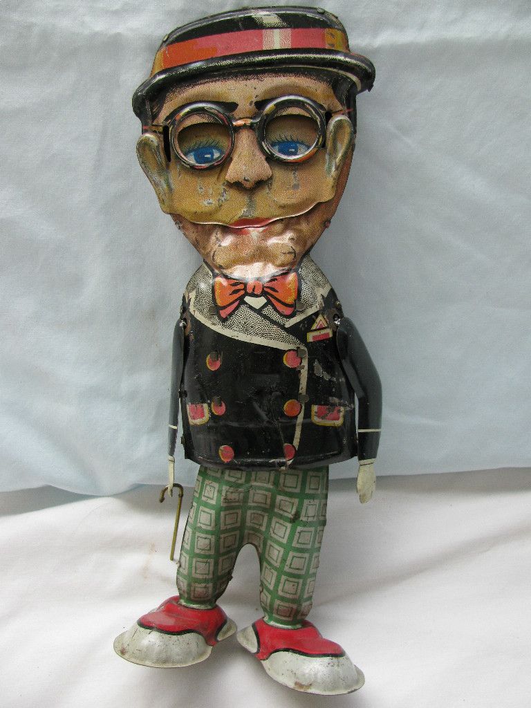 Antique Harold Lloyd Wind Up Funny Face Walker