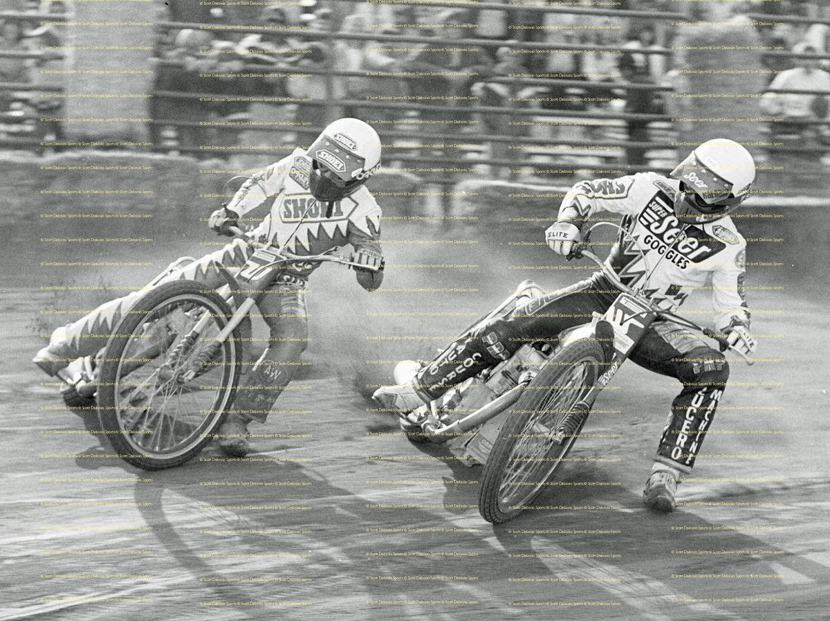  Mike Faria Steve Lucero Speedway Motorcycle Photo from Hemet