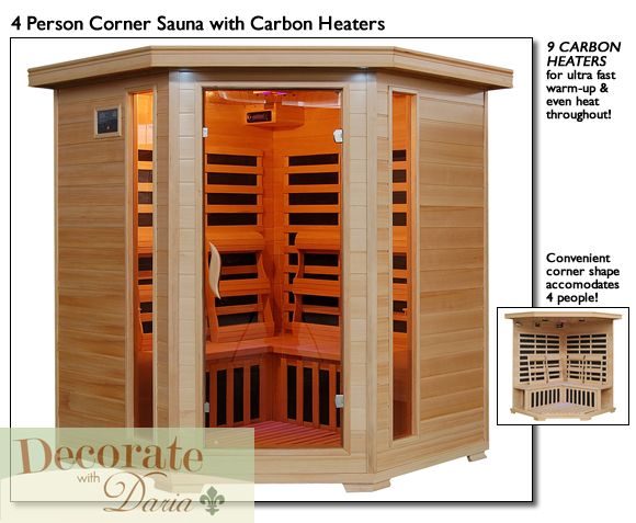 Person Corner Sauna Far Infrared 10 Carbon Heaters Hemlock CD Play