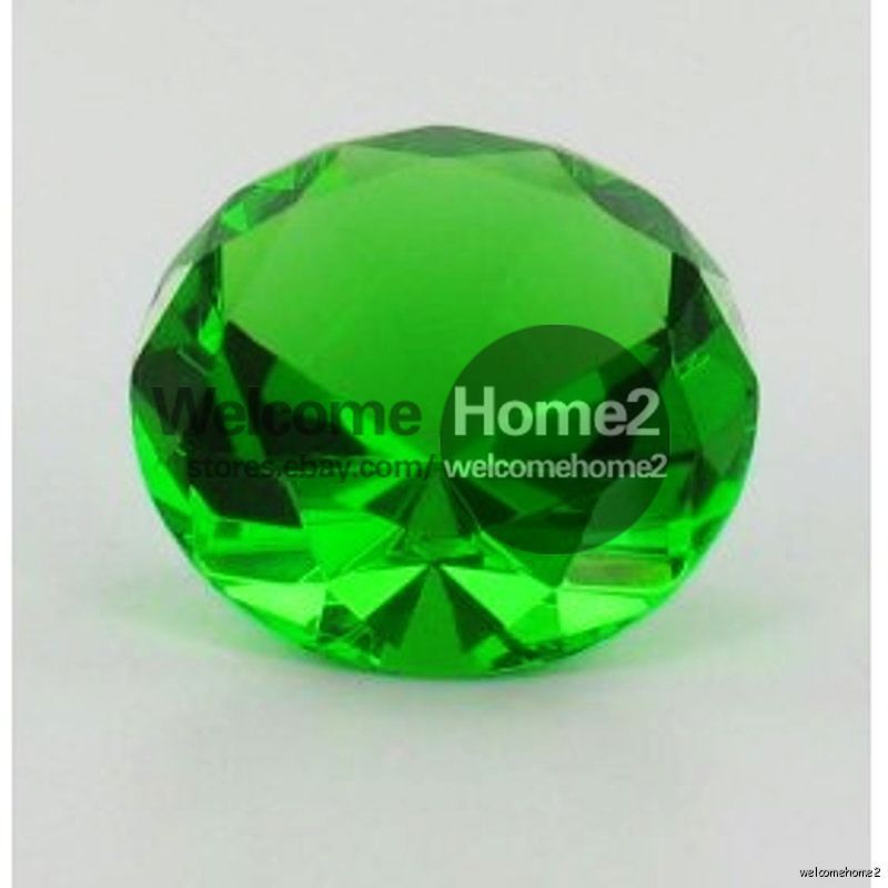 Green 4 Glass Crystal Diamond Shaped Paperweight