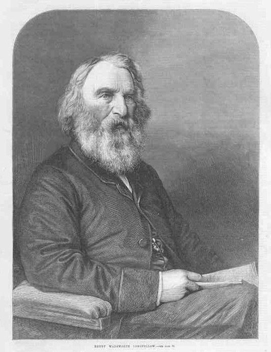 USA Henry Wadsworth Longfellow Old Antique Print 1869