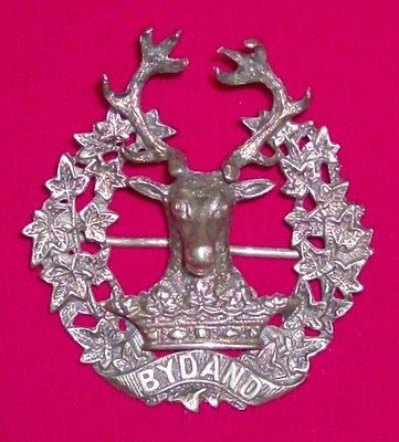 GORDON HIGHLANDERS lightly silvered head dress badge as worn blue