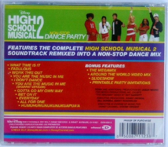Disney HIGH SCHOOL MUSICAL 2 Non Stop DANCE PARTY CD NEW + Mickey Gift