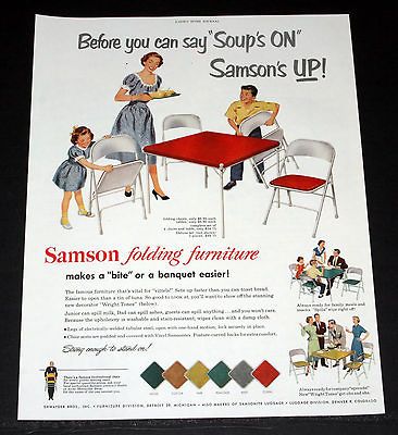  PRINT AD, SAMSON FOLDING FURNITURE, CARD TABLES & CHAIRS, ART
