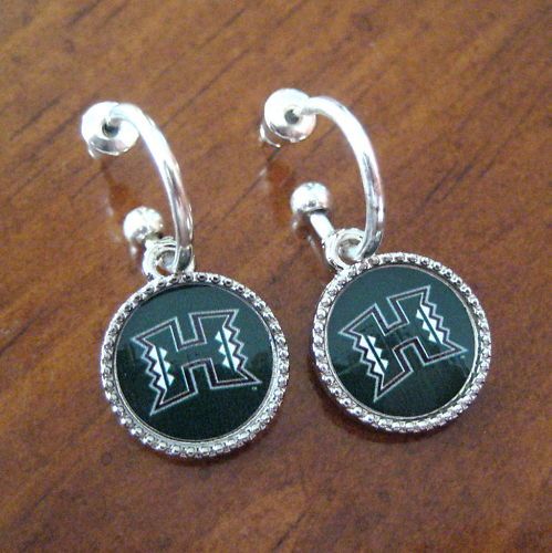 New University of Hawaii Warriors Silver Hoop Earrings Fan Jewelry