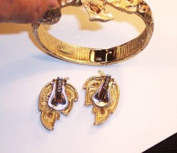 kramer open back topaz rs hinged bangle earring set