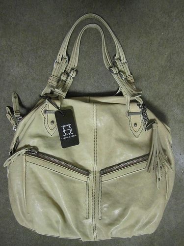 NWT OLIVIA HARRIS Womens Zip Pocket Leather Satchel Shopper Tote