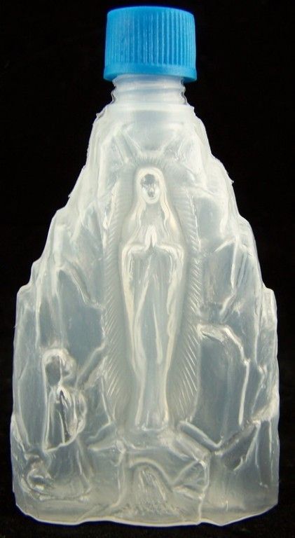 Our Lady of Lourdes Holy Water Bottle Font Pray Italy