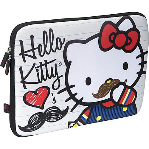  image to enlarge loungefly hello kitty mustache laptop case tan with