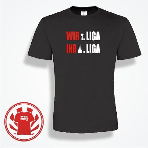 Herren T Shirt KÖLN Düsseldorf Wir 1 Liga Ihr 2 Liga 4 Shirtfarben s