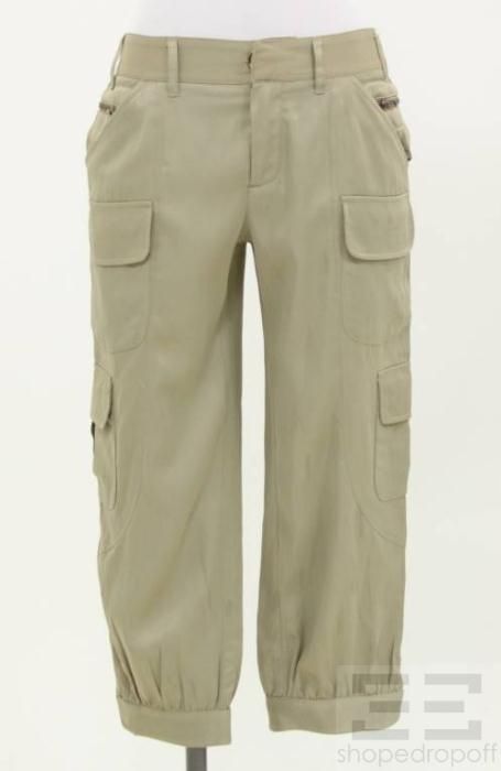 haute hippie khaki cargo cropped pants size xs