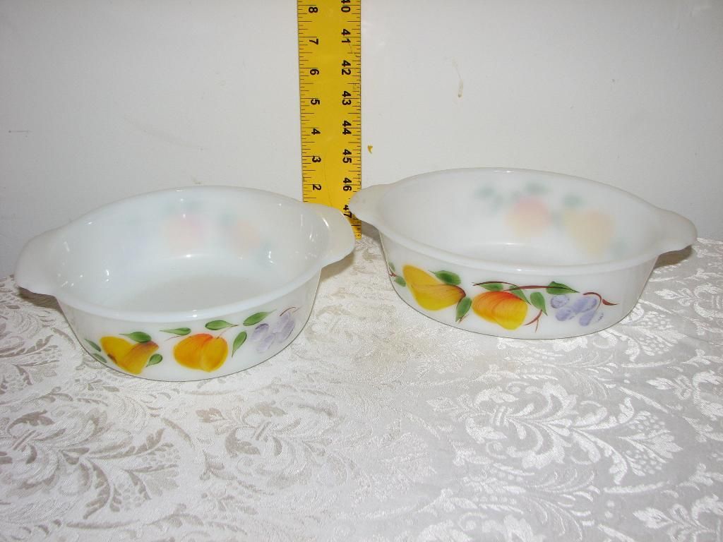 Vintage Fireking Anchor Hocking Casserole Dish Fruit Pattern